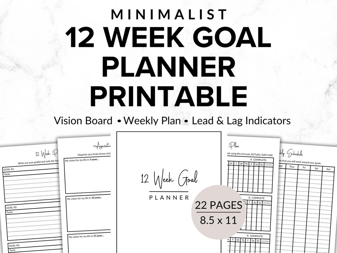 12 Week Goals Examples 12 Week Goal Planner, Vision Board Printables, Project Management, Task ...