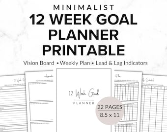 12 Week Goal Planner, Vision Board Printables, Project Management, Task Tracker, 12 Week Planner, Project Planner, Quarterly Planner, PDF