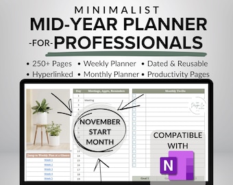 NOV-OCT MidYear OneNote Planner, OneNote Template for Work, OneNote Project Management, Task Tracker, Project Planner, Eisenhower Matrix