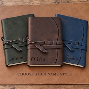 Personalized Monogram Leather Journal, Custom Initials or Name Notebook