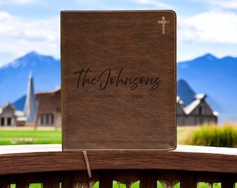 Personalisierte Familienbuchbibel - Kundenspezifische Leder-NIV-Bibel mit Name und Datum - Hochzeits- oder Jahrestagsgeschenk - Die Johnsons Bibel