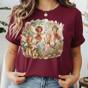 Woodland Fairy Circle Tee | Vintage Mushroom Pixie Illustration