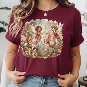 Woodland Fairy Circle Tee | Vintage Mushroom Pixie Illustration