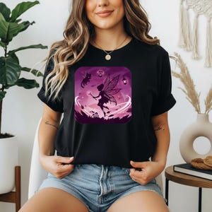 Fairy Silhouette Tee | Fantasy Night, Pink Purple Magic