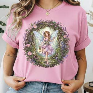 Pastel Garden Fairy T-Shirt | Vintage Floral Wreath, Pixie Illustration