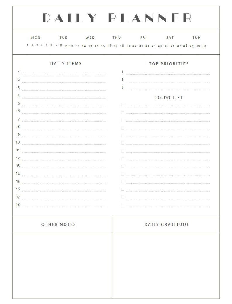 Daily, Weekly, Monthly Planner Template - Etsy