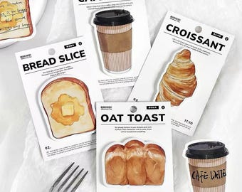 Matformade klisterlappar - Latte, bröd, croissantdesigner