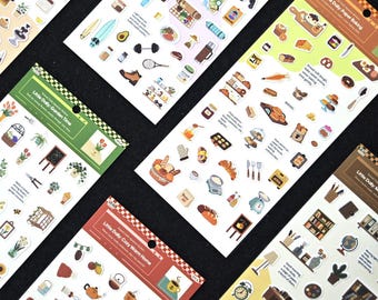 Japanese Style Daily Life Sticker Sheets DIY Scene Collage Coated Paper Planner Scrapbook
