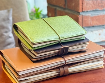 Compact & Portable Leather Traveler's Notebook | 2 Inserts for Journaling, Sketching,Daily life