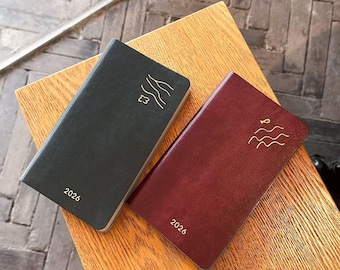 2026 Vintage Bird Weekly Planner - Crimson & Emerald Leather Journal