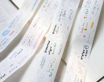 Kawaii Washi Tape Aufkleber, Handgeschriebene Doodle Zitate, Bullet Journal, Junk Journal, Planer Decor