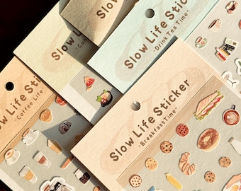 Slow Life Sticker Sheets - Soft Pastel Hand-Drawn Sticker| 6 Everyday Themes for Journal  Planner
