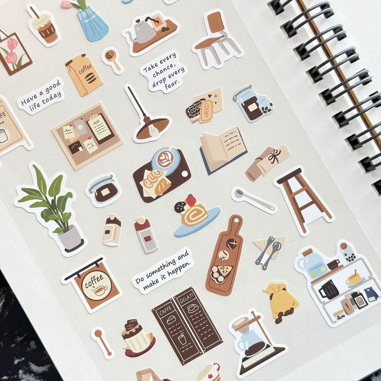 Hand-drawn Daily Life Sticker Sheets - Mini Set of 4 Cozy Scenes - Etsy