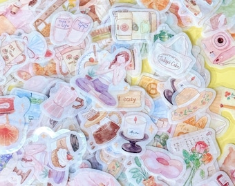 Watercolor Yoga Lifestyle Washi Sticker Pack, Cozy Girl Aesthetic Journaling Stickers, Planner Scrapbooking Decor Stationery Pack