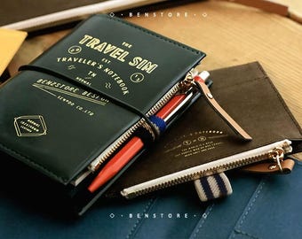 Vintage Style TN Zipper Pouch Organizer - Tyvek Paper ｜Traveler's Notebook Accessory