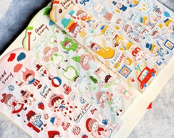 Molinta Hand-Drawn Scribble Doodle Sticker Sheets | Soft Color Oil Pastel Journal Stickers