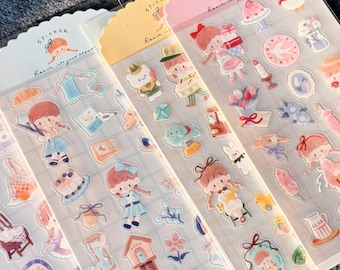 Molinta Watercolor Stickers | "Salt Series" Matte PVC Decals | Aesthetic Girl Sticker Sheets for Journaling & Planners