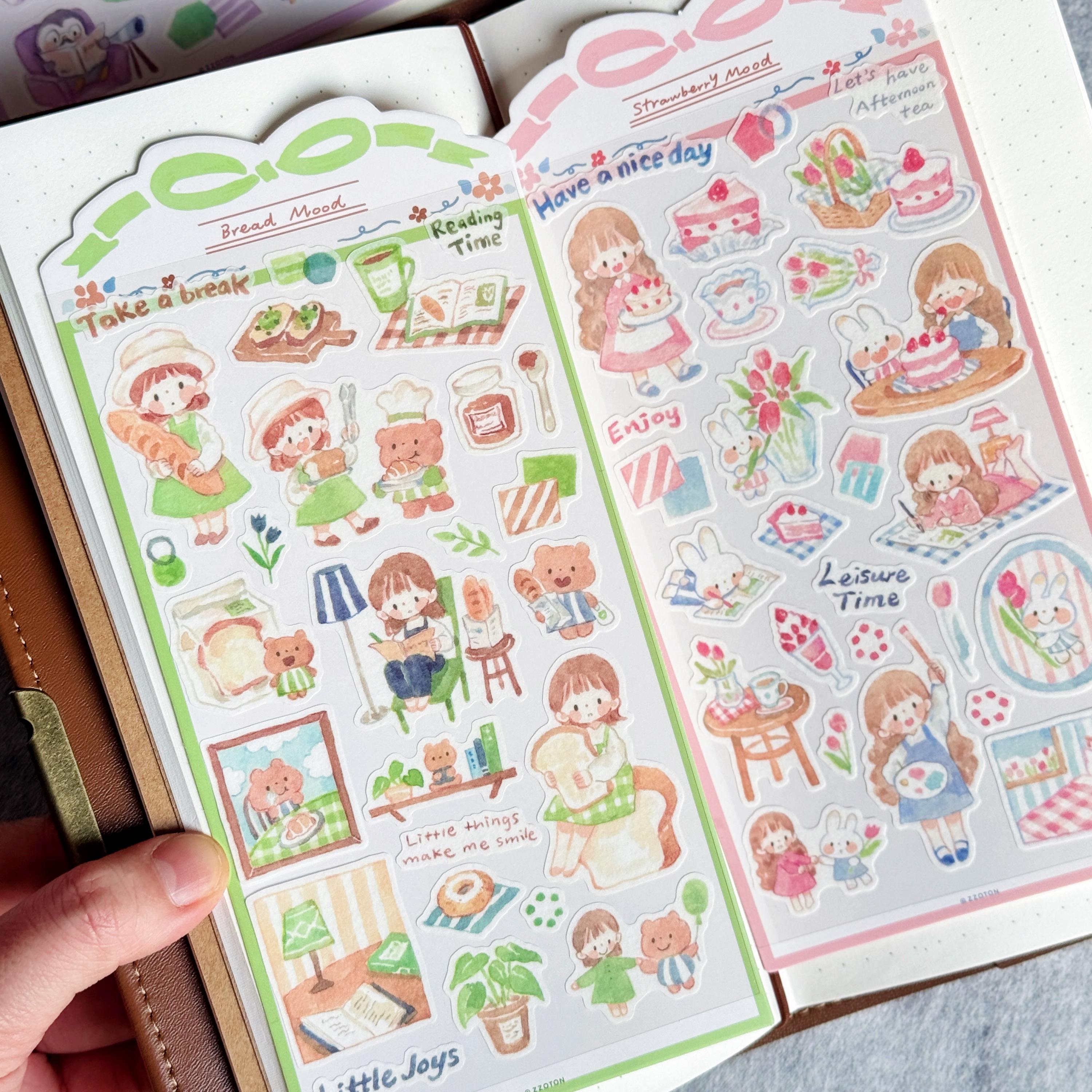 Molinta Hand-drawn Washi Sticker Sheets | Today's Thoughts