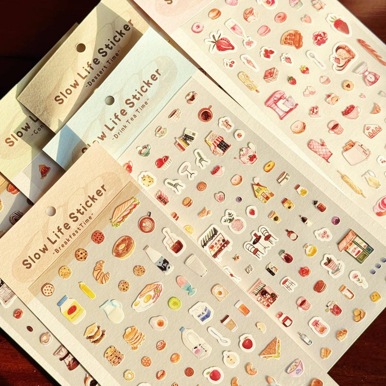 Slow Life Sticker Slow Life Sticker Sheets - Soft Pastel Hand-drawn Sticker| 6 Everyday ...