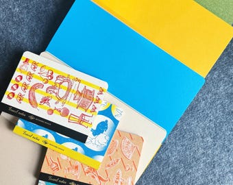 Colorful TN Notebook Insert Travelers Notebook Refill Original Design Vintage Illustration TN Standard & Passport Size Gold Foil Edge