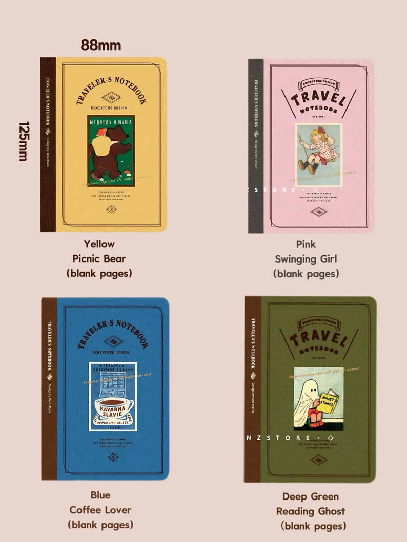 Inserciones para cuaderno de viajero | Impresión vintage: Diario en blanco/cuadriculado para viajes y escritura creativa Passport Size