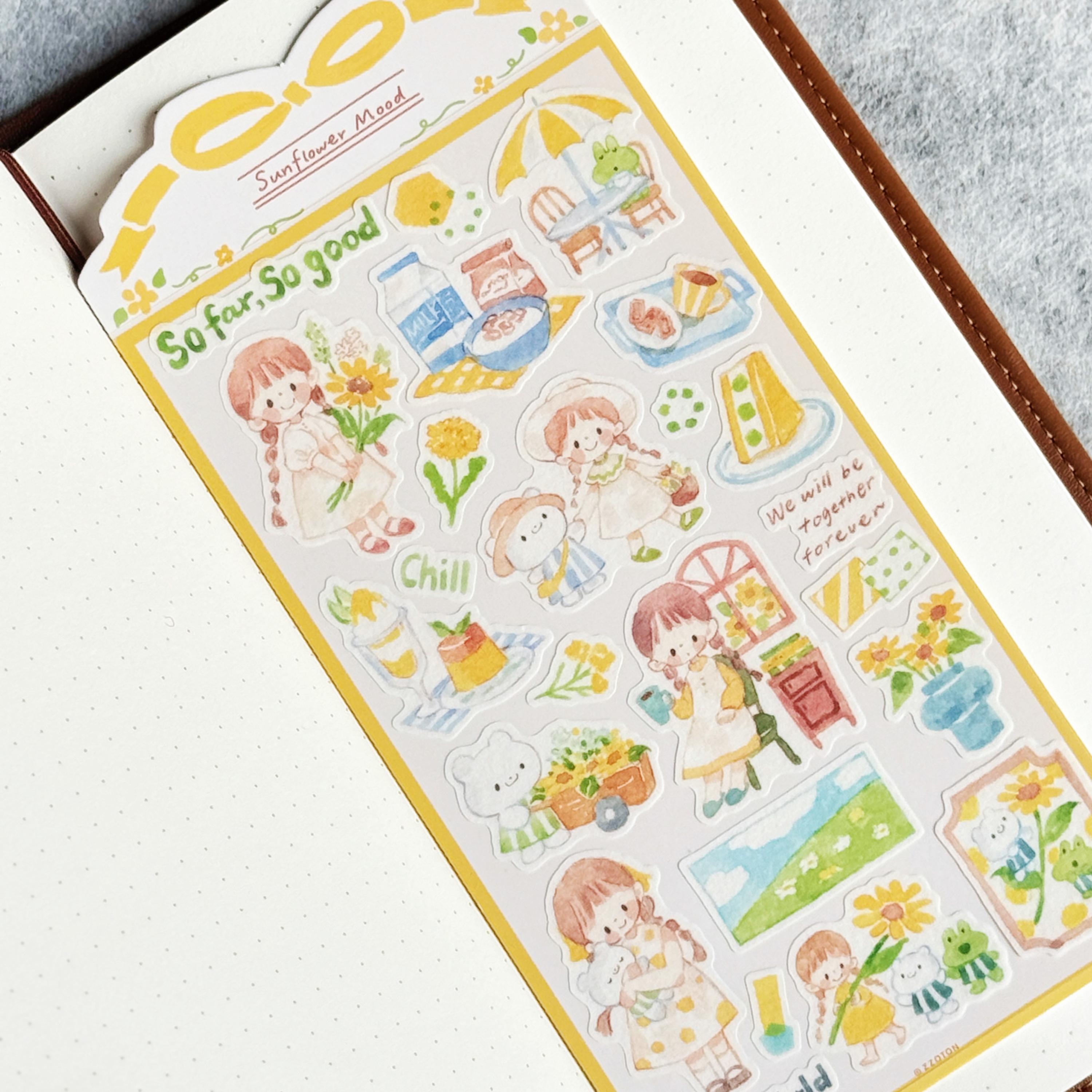 Molinta Hand-drawn Washi Sticker Sheets | Today's Thoughts