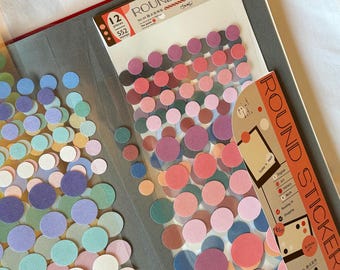 Dot & Fabric Texture Tabs ｜ 12 Farben beschreibbare Aufkleberbögen | Vintage-Stil