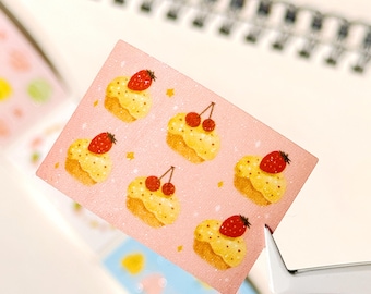 Kawaii Planner Washi Stickers Roll — Pastel Fruit, Pastry & Floral Tape for Bullet Journal, Scrapbooking, Journal Decor