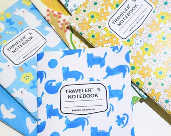 Illustrated Traveler's Notebook Insert Refill Blank Paper Floral Animal Journal Standard Passport Tn Size