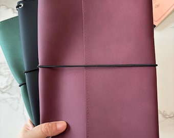 A5 PU Leather Travelers Notebook Cover Refillable Journal Organizer With Pockets