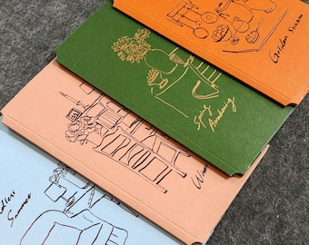 Original Illustrated TN Insert Folder | Four Seasons Foil Storage Folder | TN Ephemera Organizer | Vintage Journal Pocket