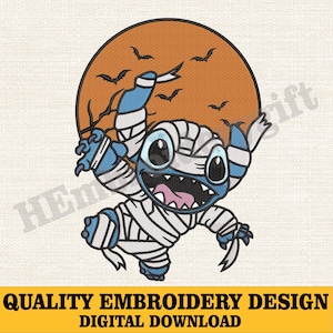 Halloween Blue Alien Costume Embroidery Design, Pumpkin Bat Stitch Machine Embroidery File, Cute Halloween Embroidery Pattern, Spooky Season