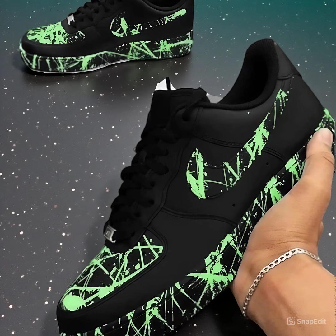 Custom Colorful Splatter AF1 Sneakers, Hand Painted Black AF1 Shoes ...