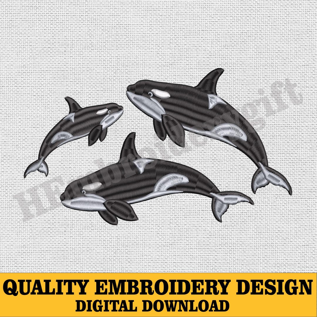 Orca Embroidery Design, Blue Whale Machine Embroidery Design, Cute Orca ...