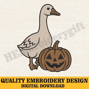 Halloween Goose Embroidery Design, Pumpkin Goose Machine Embroidery, Pumpkin Halloween Stich File, Spooky Season Embroidery, Animal Design