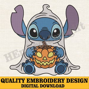 Cute  Ghost Halloween Embroidery Design, Blue Alien Embroidery Design, Pumkin Halloween Stich File, Spooky Season Machine Embroidery