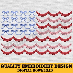 American Flag Bow Embroidery Design, American Flag 4th July Embroidery, Bow Flag Embroidery, 4th Of July American Design, Instant Download