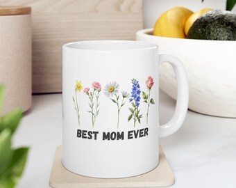 Taza de café "La mejor mamá del mundo", regalo del Día de la Madre, idea de regalo del Día de la Madre, taza de café con diseño floral
