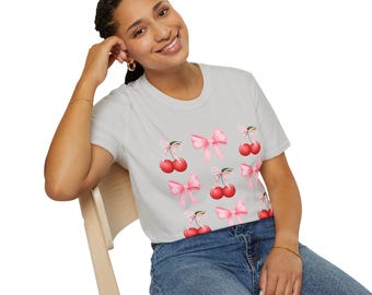 Camiseta de cereza coqueta, camiseta de cereza roja, camiseta para amantes de la fruta, top de cereza coqueto, camiseta con gráfico de verano