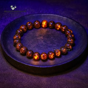 UV Glowing Yooperlite Bracelet: Emberlite Gemstone, Adjustable Healing Jewelry