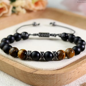 Black Onyx & Tiger Eye Stone Bracelet: Dual-Power Protection Jewelry