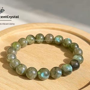 Labradorite Bracelet Set: Flashy Blue Beaded Gemstone Jewelry, Stretch Adjustable Bracelet