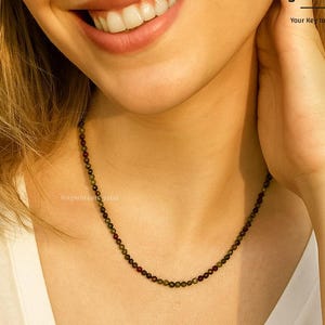 Bloodstone Choker, Minimalist Tiny Beaded Stone Necklace, March Birthstone Crystal Women Jewelry