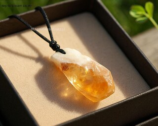 Ciondolo Citrino Naturale 4 Carati In Argento 925 - Gioiello Fatto A Mano India