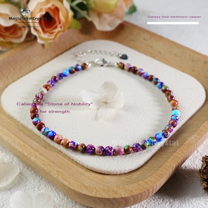 Conjunto de joias Galaxy Jasper: pulseira, tornozeleira e gargantilha - Pedras preciosas curativas
