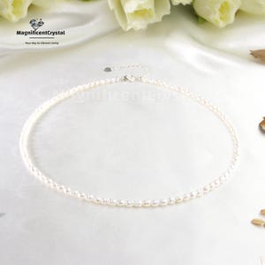 Natural Rice Pearl Gemstone Choker, Minimalist Premium Beads Queen Necklace, Healing June Birthstone Jewelry, Spiritual Energy Gift for Her