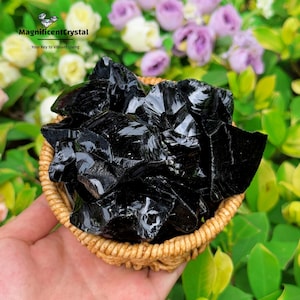2PCS Raw Black Obsidian Stones: Volcanic Healing Crystals