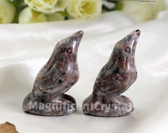 Yooperlite Hand Carved Flame Crow, Fluorescent Animal Sculpture