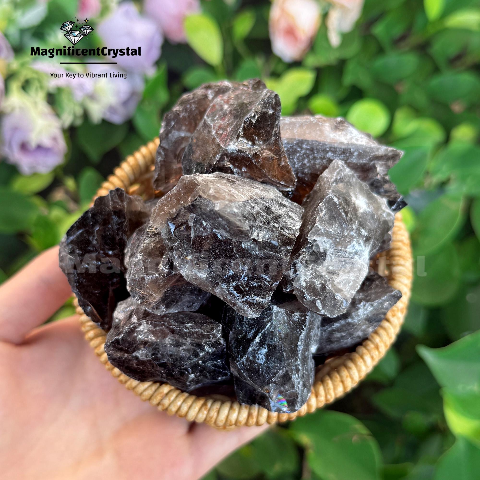 2PCS Raw Smoky Quartz Stone, Natural Rough Gemstones, Healing Energy Specimen, Meditation Reiki Home Decor, Earth Art Displays, Heart Chakra