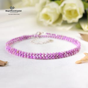 Lepidolite Choker: Minimalist Purple Gemstone Necklace, Healing Crystal Jewelry
